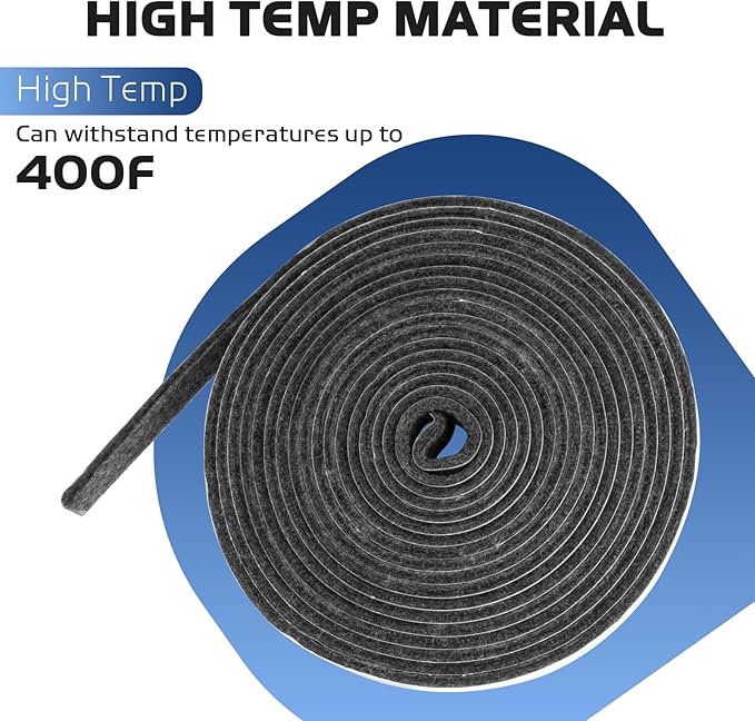 15 FT BBQ Smoker Gasket, 1/2" x 1/8" High Temperature Grill Gasket Replace for BBQ Door Lid Seals, Gray Self Stick Smoker Seal Gasket Withstand Hi-temp Up to 400°F