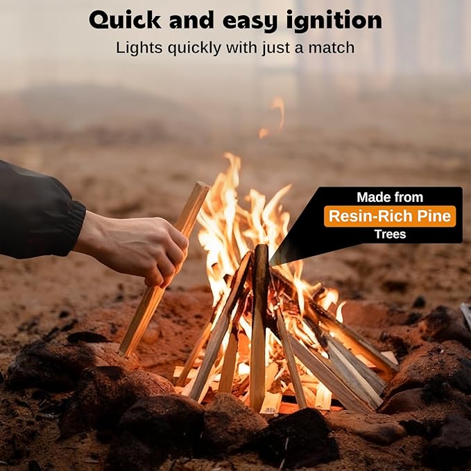 W&E Choice 10LB Fatwood Fire Starter Sticks, 130-180Pcs 100% Natural Dried Pine Kindling Wood, Easy Ignition for Campfires, Firepit, Fireplaces, BBQ, Stoves