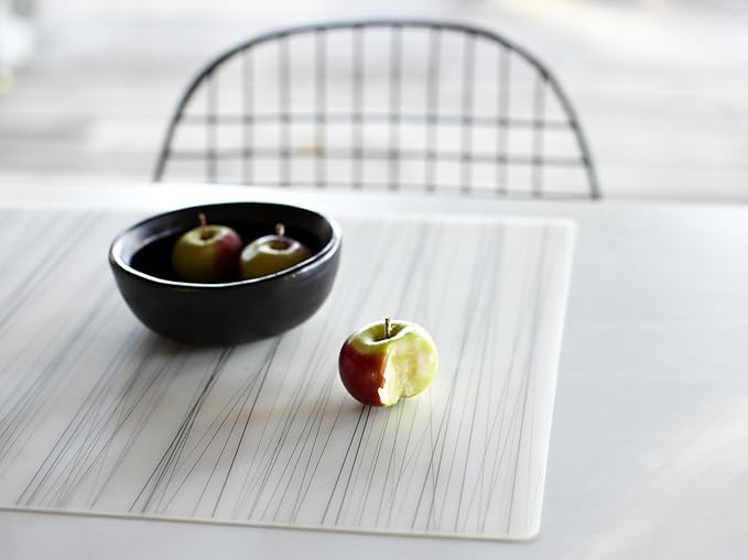 modern-twist 14 x 16 Silicone Placemat, BPA, PVC-Free Table Mat, Dishwasher Safe, Stream Print in Silver, Pack of 1
