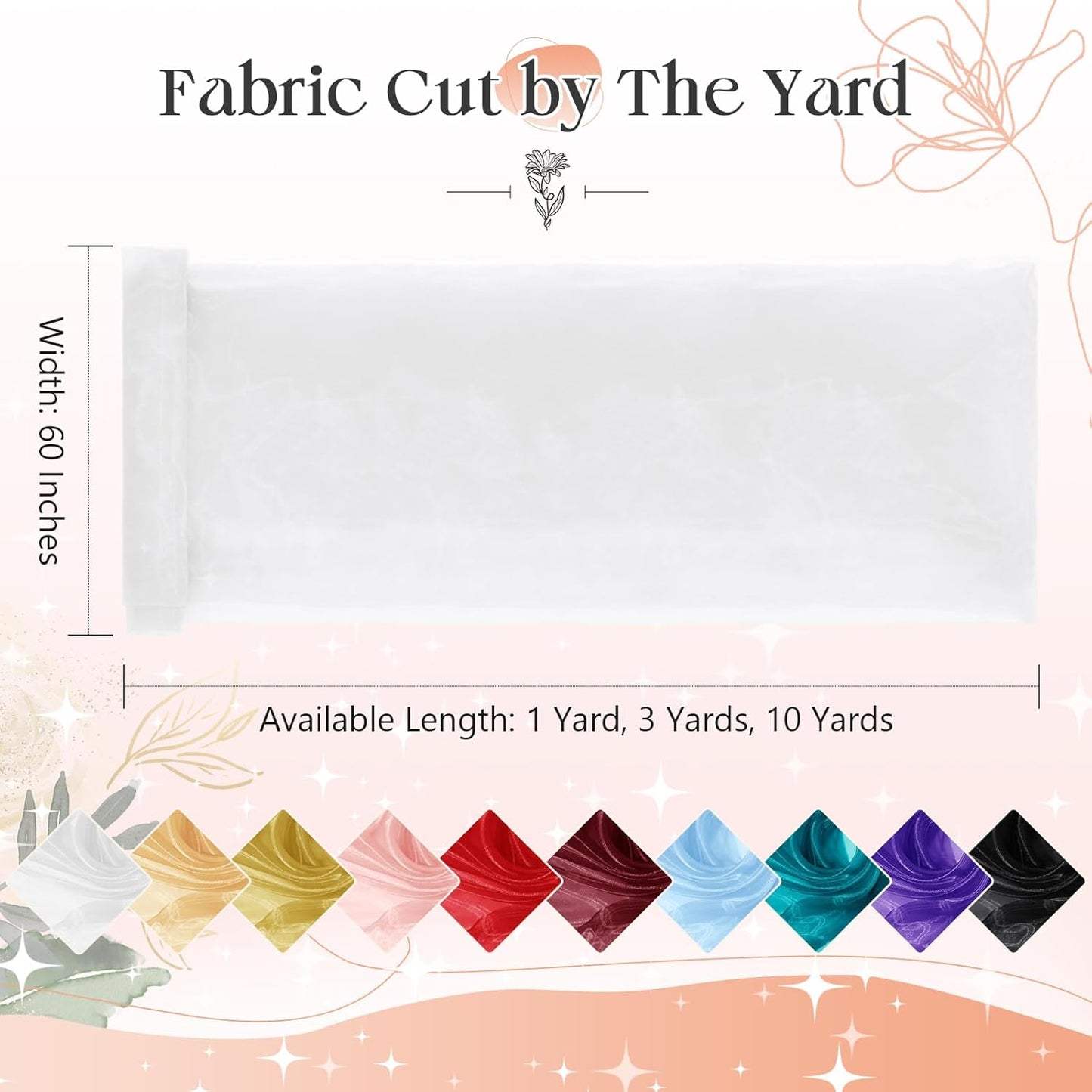 P Pothuiny Sheer Organza Fabric by The Yard, 1 Yard x 60 Inch Wide Bridal White Organza Tulle Fabric Roll Shiny Gauze Fashion Dress Sewing Craft for Wedding Party Decorations Backdrop