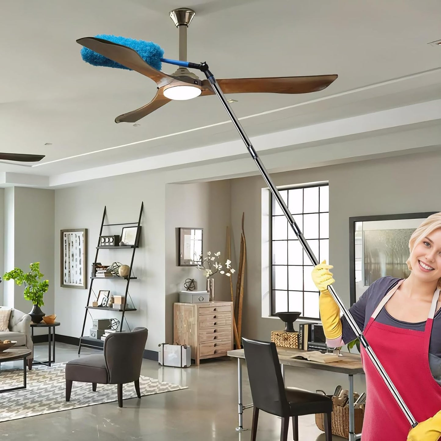 Rotatable Joint Angle Adaptor for Telescoping Extension Pole, Versatile for Window Cleaning, Gutter Cleaning, Light Bulb Changing, Painting Threaded Extension Pole -1 Pack