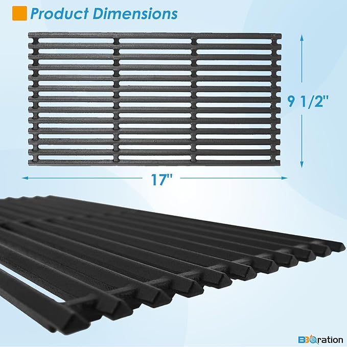 17 x 9 1/2 inch Grill Grate for Charbroil Tru Infrared 4 Burner 463255020 463242715 463242716 463276016 466242715 463257520 466242815 466242816, G541-0016-W2 for Charbroil Grill Grates