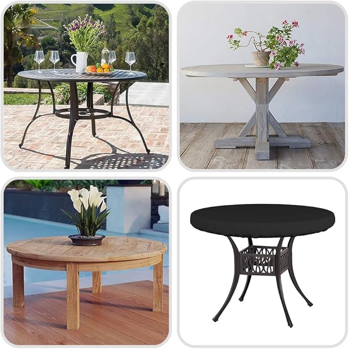 Covers & All Round Table Top Cover, 12 Oz Waterproof UV & Weather Resistant Patio Table Cover, Outdoor Table Cover for Patio Outdoor Furniture & Coffee Table (30" Dia x 4" H Inches, Black)