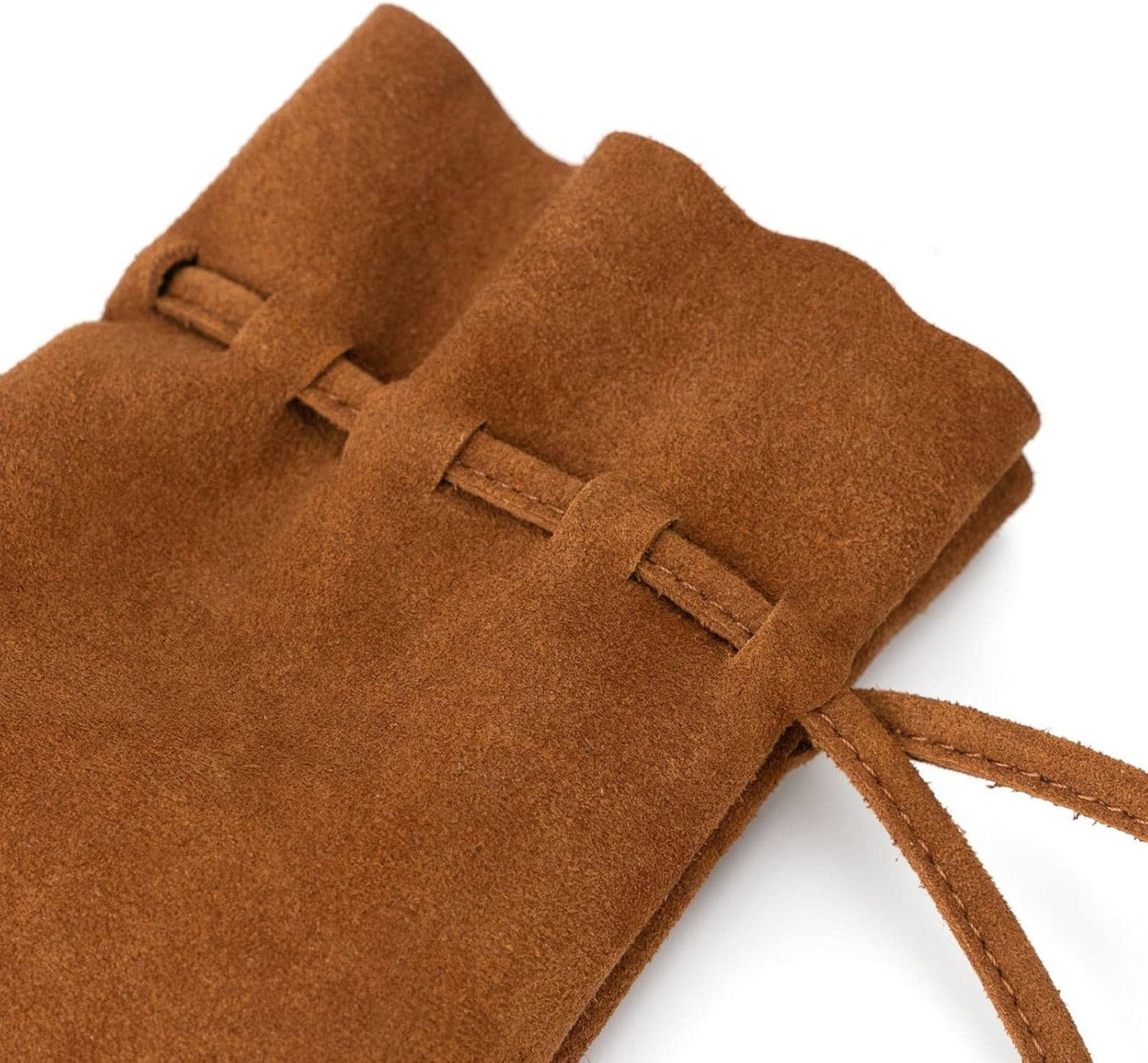 Medieval Drawstring Coin Pouch Bag, Leather Coin Pouch，Renaissance Drawstring Pouch Dice Bag, Small Coin Purse for Women/Men, Brown Swayze Suede