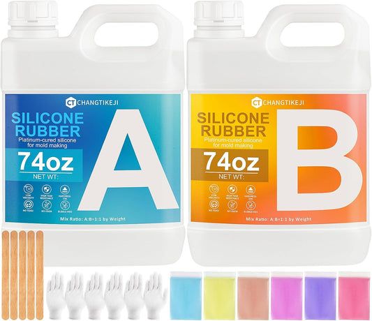 CHANGTIKEJI Silicone Mold Making Kit, 148oz 10A Elastic Liquid Silica Gel for Casting Resin molds and Candle & Soap Mold,Fast Cure Translucent Platinum Silicone Rubber