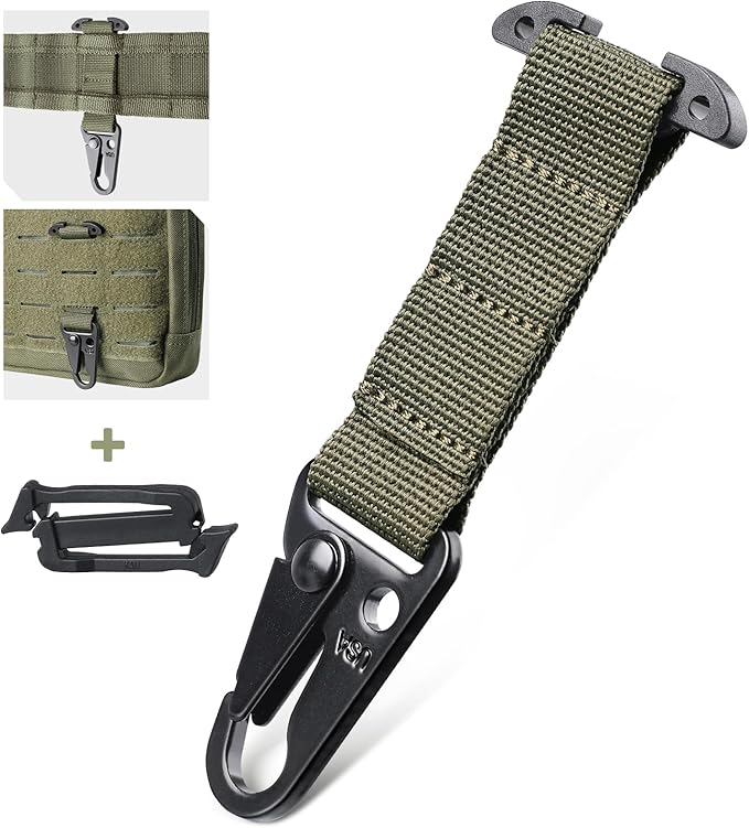 LIVANS Molle Belt Clip Key Holder Tactical Battle Belt Plate Carrier Vest Attachment Clip for Hanging Keys or Gloves, Universal Fit Molle Accessories Clip |T-Mount Clash Hook, Include Z-Buckle