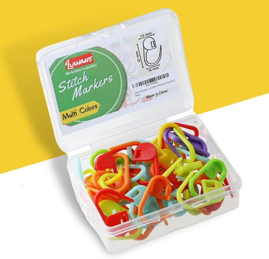 Luwans Stitch Markers for Crocheting - 50Pcs Crochet Stitch Markers for Knitting Yarn & DIY Crafts | Lightweight Plastic Crochet Pins with 8 Assorted Colors | Durable and Easy Locking, multicolored