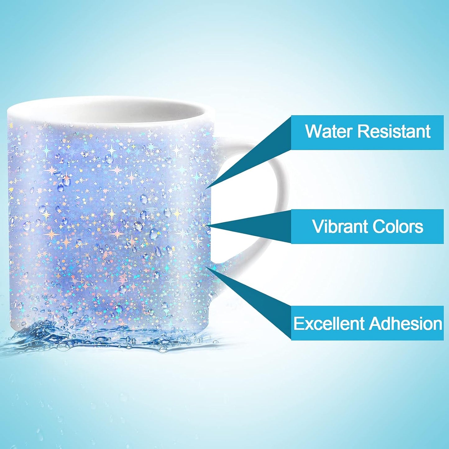 Outus 24 Sheets Holographic Sticker Paper Holographic Laminate Sheets Transparent Overlay Lamination Sticker Self Adhesive Vinyl Film A4 Size, 8.25 x 11.7 Inches(Star Style)