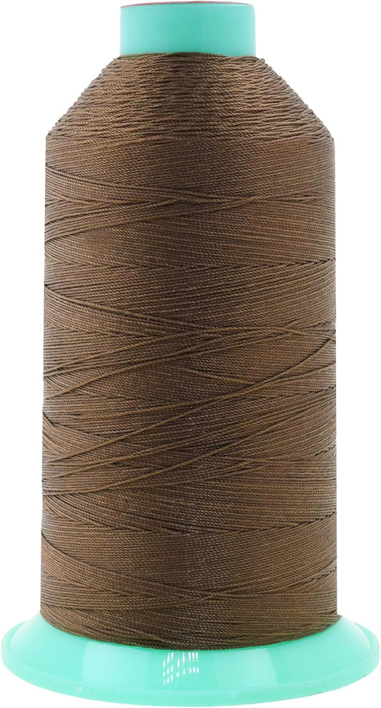 Mandala Crafts Bonded Nylon Thread Coyote Brown Heavy Duty Sewing Threads - 1250 YDs Size 138 420D T135 Tex 135 Thread for Leather Jeans Weaving Outdoor Marine Upholstery Threads