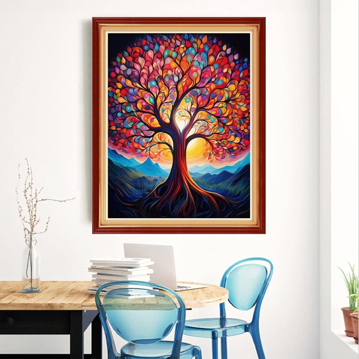 Magxvouy Cross Stitch Kits Stamped Full Range of Embroidery Kits,Cross Stitch Patterns Needlework Kits for Beginners 11CT Printed Kits&Colorful Tree 16x20 inch