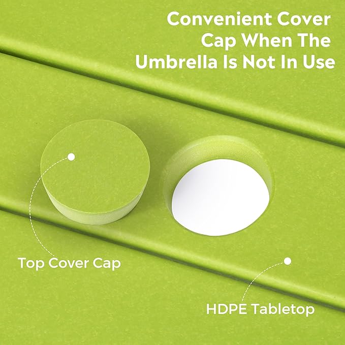 Costaelm Patio Bistro Table, 42" Counter Height Round Patio Cocktail Bar Table with Umbrella Hole, Outdoor Bistro Dining Pub Table for Front Porch Deck Backyard Garden, Lime