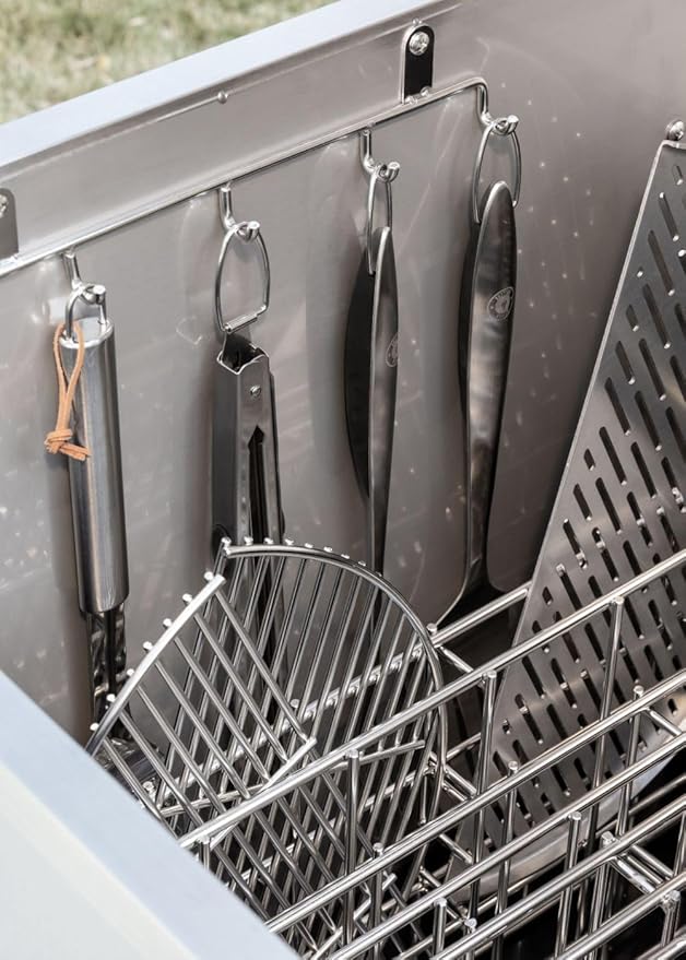 Grill Accessory Storage System, Mobile Prep Station & Serving Cart | Fits Accessories Up to 24" | Wildly Configurable | Works with All Grills and Accessories. (Coastal Gray)
