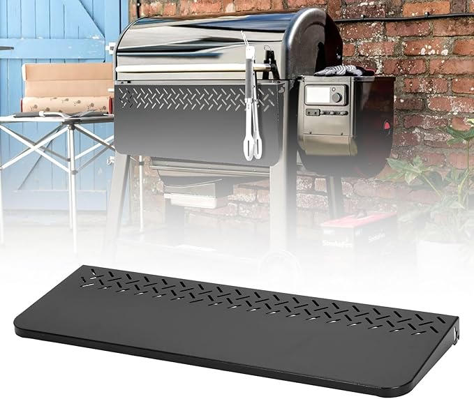 36" Foldable Side Table for Weber Searwood 600/600XL, 70LBS Heavy Duty Steel BBQ Grill Prep Table, Easy Install & Fold Down Storage Grill Accessory