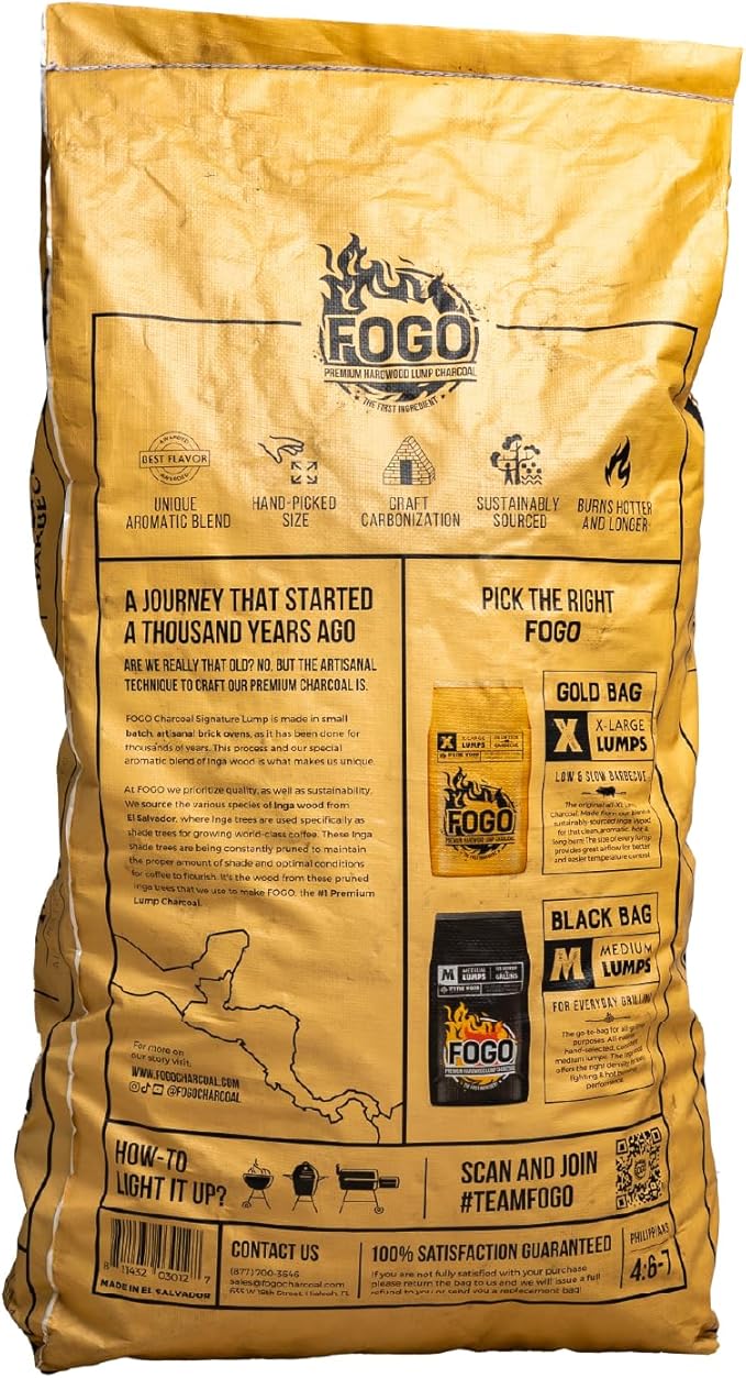 FOGO Super Premium Hardwood Lump Charcoal 35 Pound Bag, Fogostarters Natural Fire Starters and Blazaball Bundle