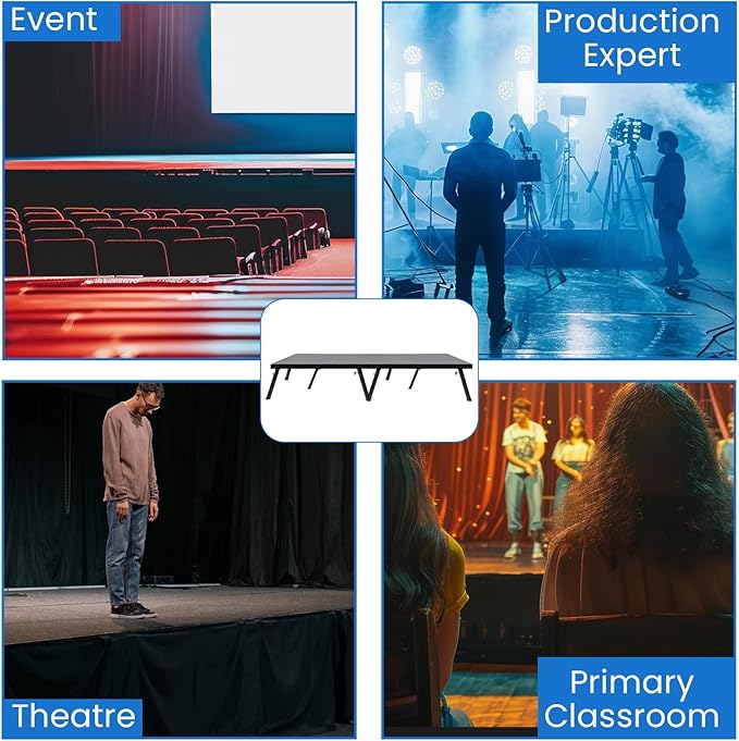 4'x8' MYSTAGE 2 Stage Platform - Portable, Folding Lightweight Aluminum Performance Deck with Adjustable Height 17"-28" - US Patented Design