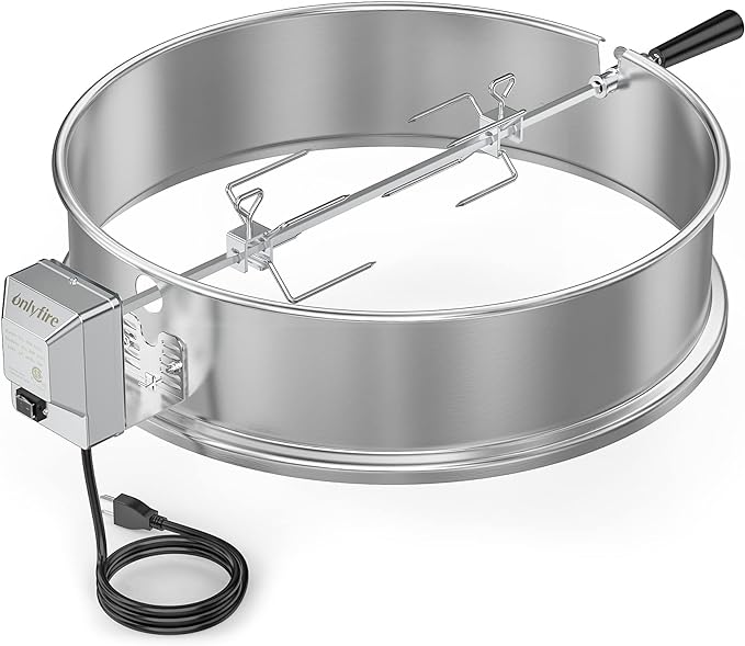 Onlyfire Stainless Steel Rotisserie Ring Kit Barbecue Accessories for Weber 22" Kettle Grill and Other Similar Size Grills