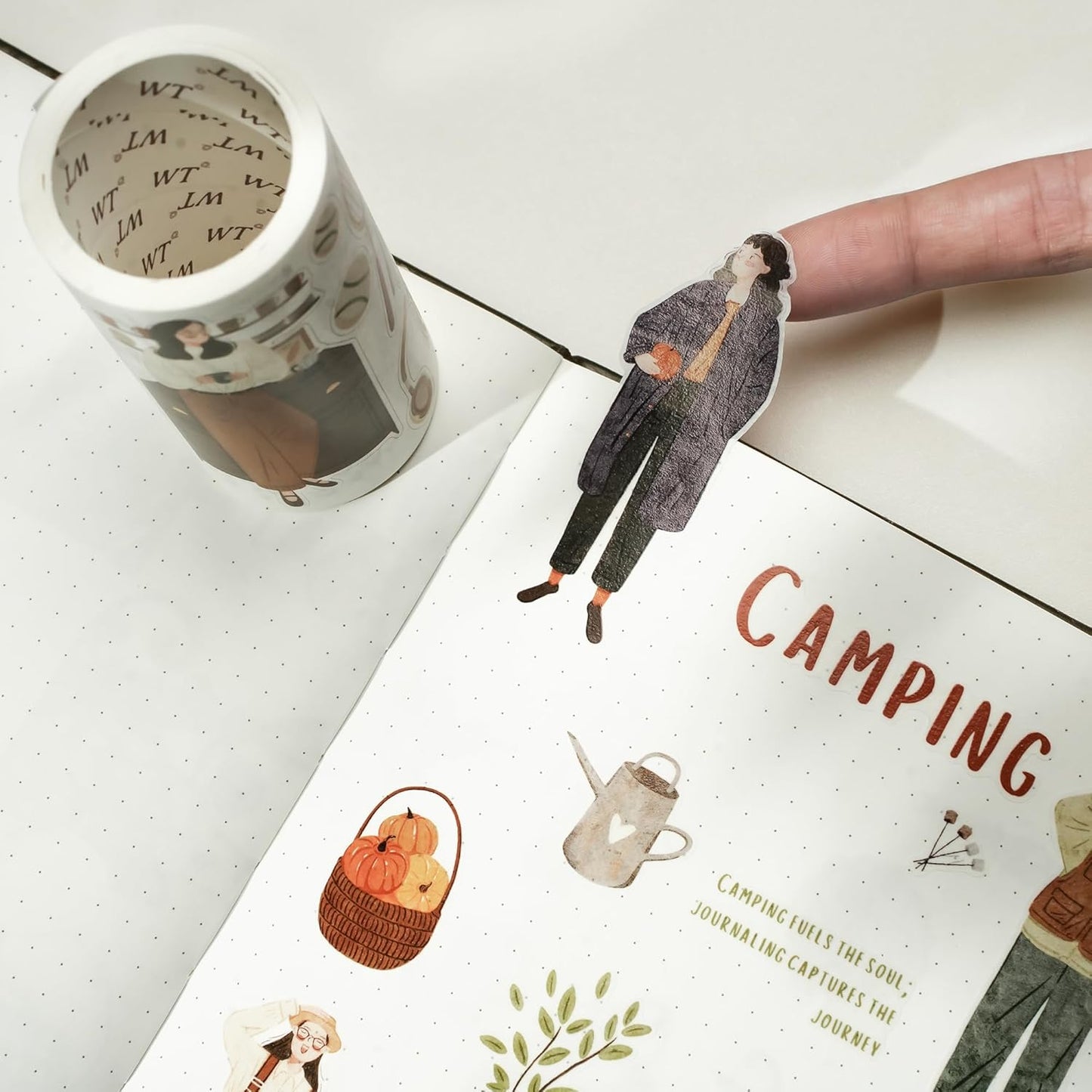 WT Pre-Cut Planner's Day 2 PET Tape, Single Roll, Original Designs, Waterproof Decorative Masking Tape for Journals, Planners, Scrapbooking, DIY Paper Projects