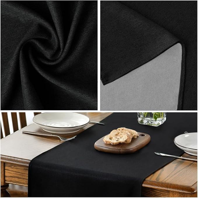 Artoid Mode Black Table Runner, Seasonal Halloween Washable Kitchen Dining Table Decoration for Home Party Decor 13x72 Inch