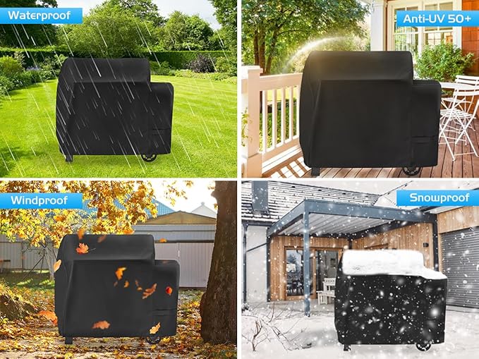 Grill Cover for Weber Searwood XL 600 Pellet Smoker Replacement Parts 3400146 Heavy-Duty 600D Outdoor Waterproof BBQ Grilling Accessory
