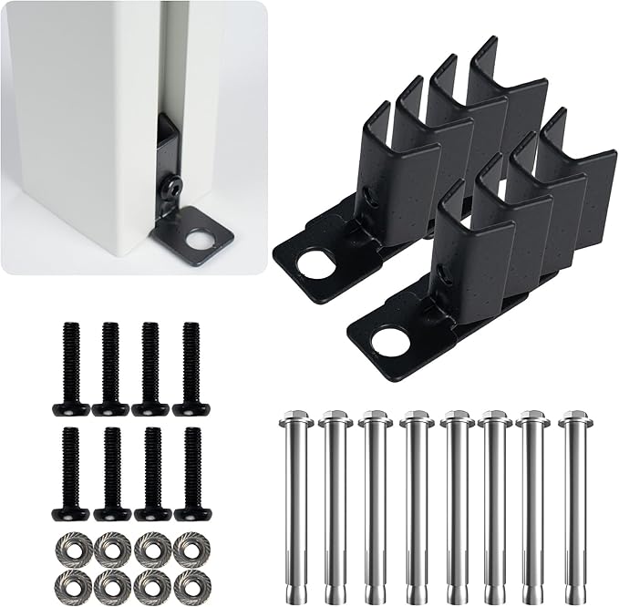 Kozyard Ground Mounting Kit for 4-Panel Privacy Screens – Perfect for Securing to Concrete – Helps Hide Clutter and Keep Your Outdoor Space Neat – Fits Both White & Black Panels
