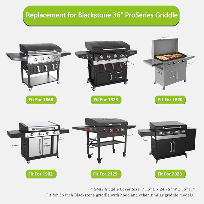 5482 Griddle Cover for Blackstone 36" Proseries Griddle with Hood, Heavy Duty 600D Waterproof Flat Top Griddle Grill Cover for Blackstone 36 inch Griddle 1868 2162 1923 1902 2151 2230 2023 2256