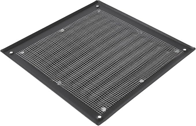 Square Ventilation Grille / 6" x 6" Inch Inside Measurement/Black Metal Air Vent Louver - Inside/Outside use - / 7.7" x 7.7" Inch Outer Measurement