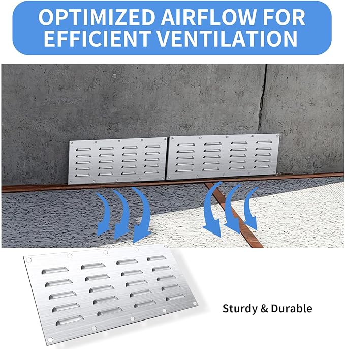 2 Pack Stainless Steel Venting Panel for BBQ Grill Accessory, 15x6.5 Inch (20-Slots), 304 Grade Metal Vent Cover for Masonry Fire Pits & Outdoor Kitchens, Weather Resistant, 15" by 6-1/2"