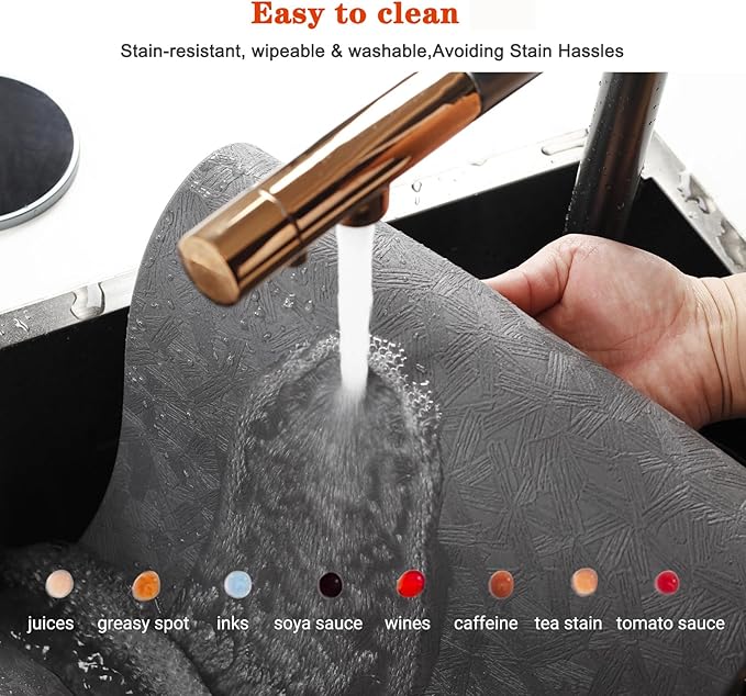 Vinyl Placemats Set of 4 Heat Resistant Easy Clean Non-Slip Place Mats for Dining Table. Faux Leather Waterproof Stain Resistant Wipeable Washable PU Table Mats(4, Gray)