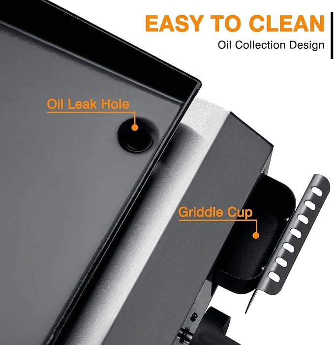 3 Burner BBQ Gas Griddle, 25.6 Inch Stainless Steel Tabletop Portable Propane Griddle, 30,000 BTU Flat Top Grill for Camping
