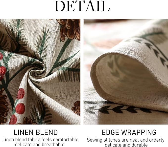 ISAENNE Designer Christmas Beige Linen Square Tablecloth,Pinecones Pattern Indoor Tablecloths,Wrinkle Resistant Decor Table Cloth for Dining Thanksgiving Kitchen Christmas,67"*67"-Carol B