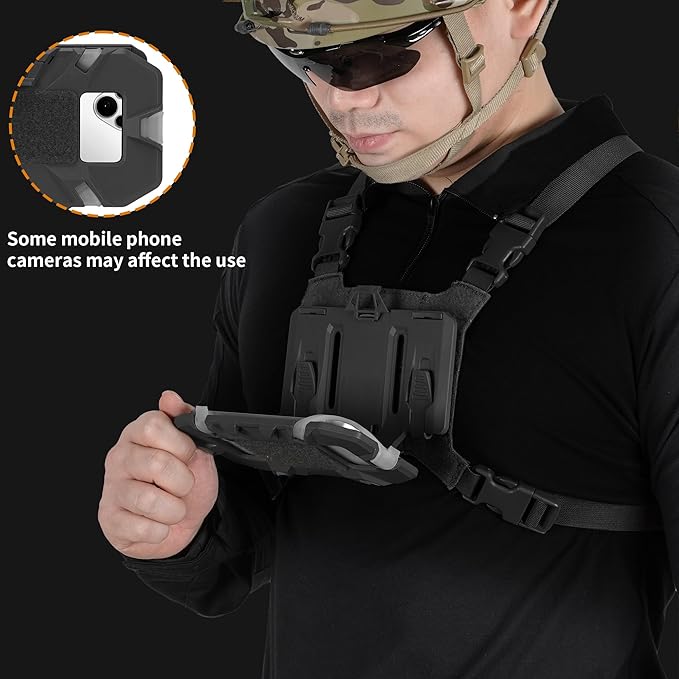 Tactical Molle Phone Holder for Plate Carrier Vest, Quick Release & Adjustable Phone Mount, Compatible with 4.7-6.7 inch Smart Phones, Durable Tactical Accessories for Outdoor Enthusiasts