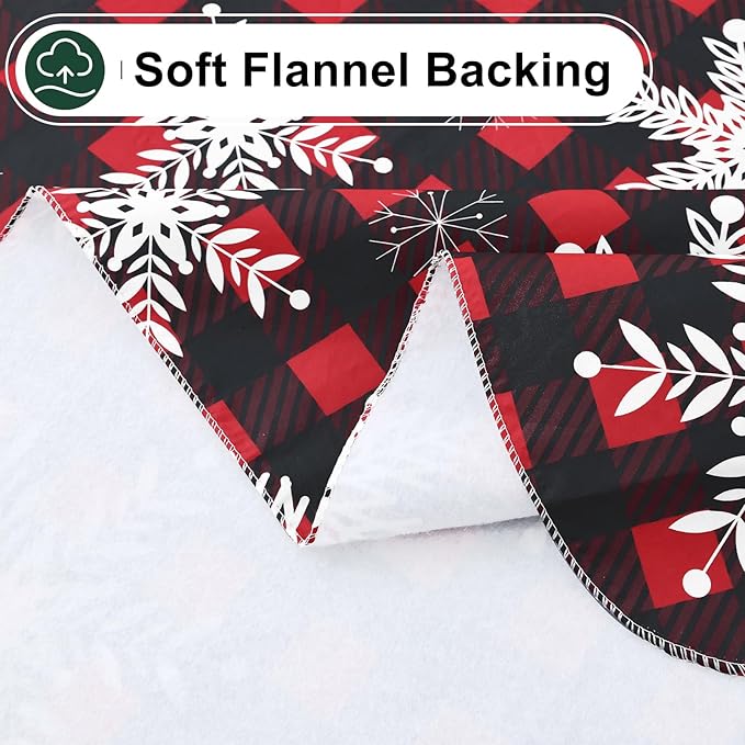 misaya Rectangle Waterproof Vinyl Table Cloth, Wipeable Tablecloth with Flannel Backing, Plastic Table Cover for Dinner, Christmas Party (Red & Black, 60" x 102")