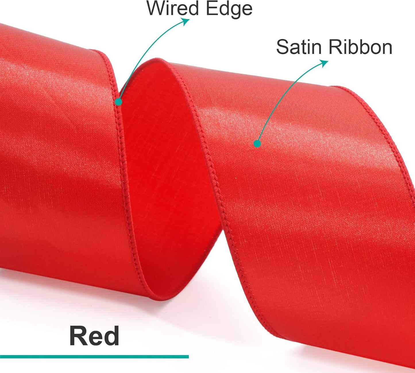 CT CRAFT LLC Satin Wired Ribbon 6 Inch x 10 Yards Red for Christmas Home Décor Gift Wrapping Tree Topper Bow Wreath DIY Crafts,