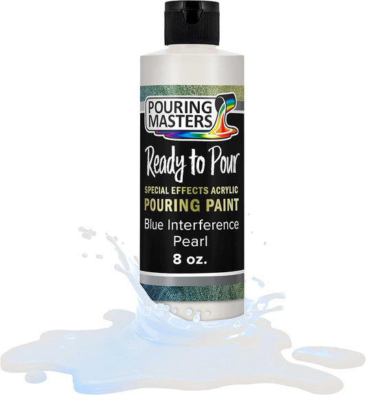 Pouring Masters Blue Interference Pearl Special Effects Acrylic Pouring Paint - Premium 8-Ounce Pre-Mixed Fluid Acrylic Paint - Fluid Art Supplies for Canvas, Wood, Paper, Tile & Rocks