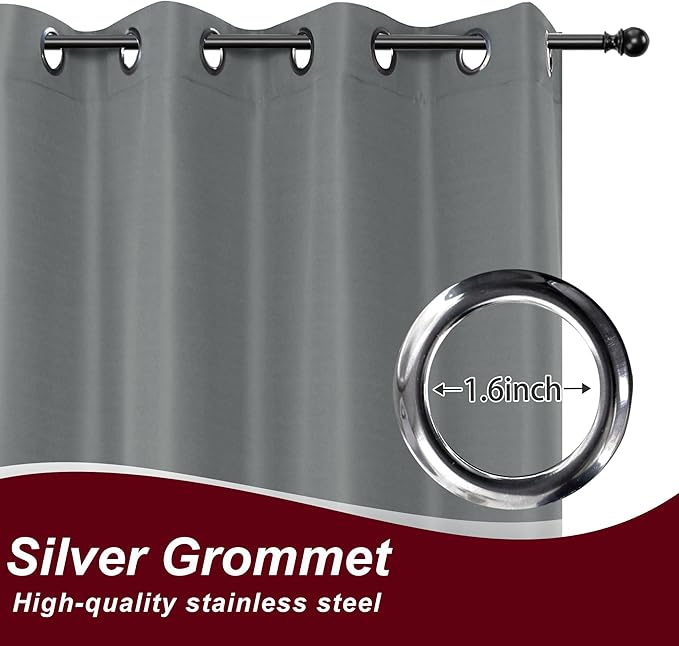 HolidayIdeas Grommet Top Outdoor Curtains for Patio Waterproof 8 Pcs All Weather Balcony Outside Curtain Panels for Apartments, Gazebo, Pergolas, Porch, 54x85 Inch, Grey