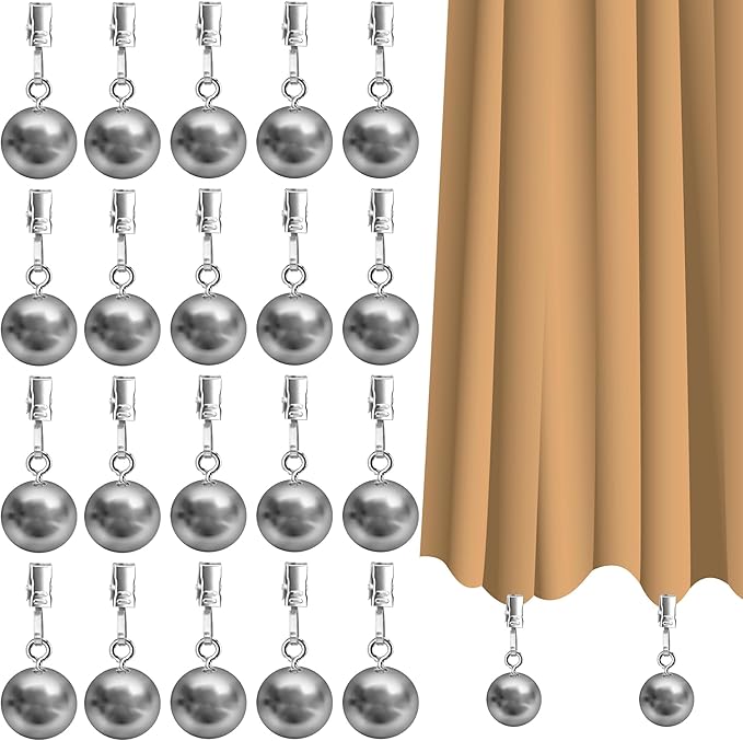 20 Pack Outdoor Curtain Weights, Heavy Duty Drapery Weights for Patio Pergola Cabana Gazebo, Stainless Steel Clips for Fixing Garden Flag, Shower Curtains, Tablecloth