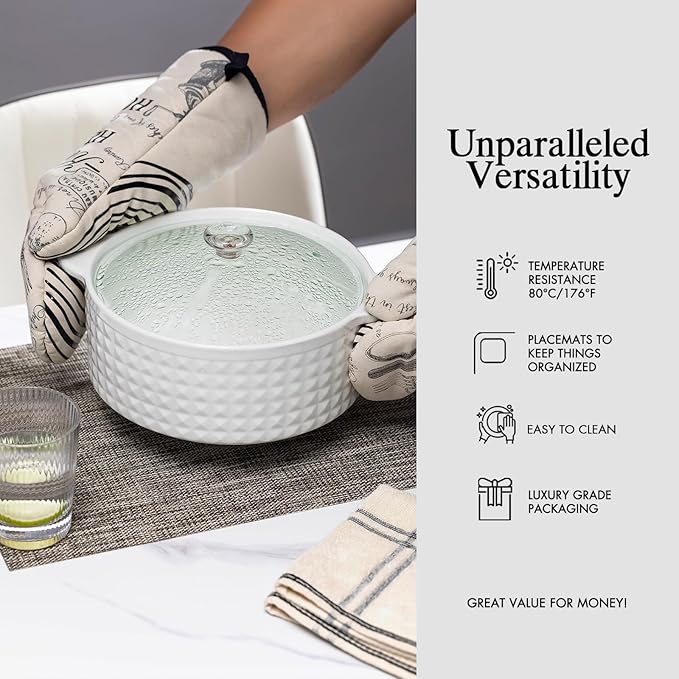 Placemats Set of 12 - Easy Clean Woven Vinyl Placemats for Dining Table, Indoor/Outdoor Place Mats, Washable PVC Table Mats（Cappuccino）