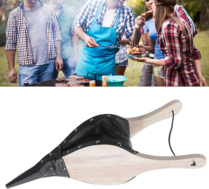 AMAKO Fireplace Bellow Manual Operation Durable Solidwood Heatproof Leather Widely Used Fire Blower for BBQ Camping Fireplace