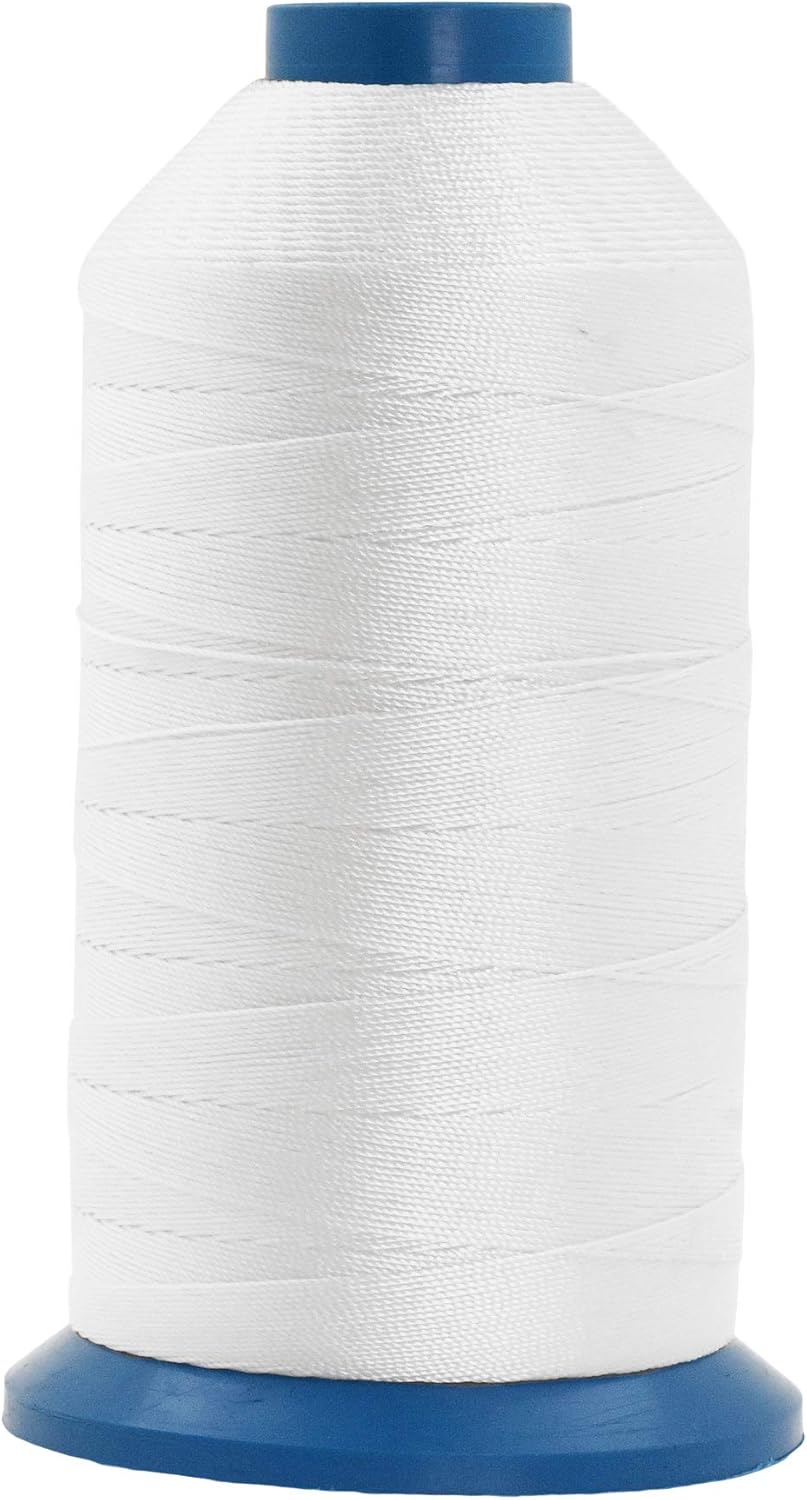 Mandala Crafts Bonded Nylon Thread White Heavy Duty Sewing Threads - 1250 YDs Size 138 420D T135 Tex 135 Thread for Leather Jeans Weaving Outdoor Marine Upholstery Threads