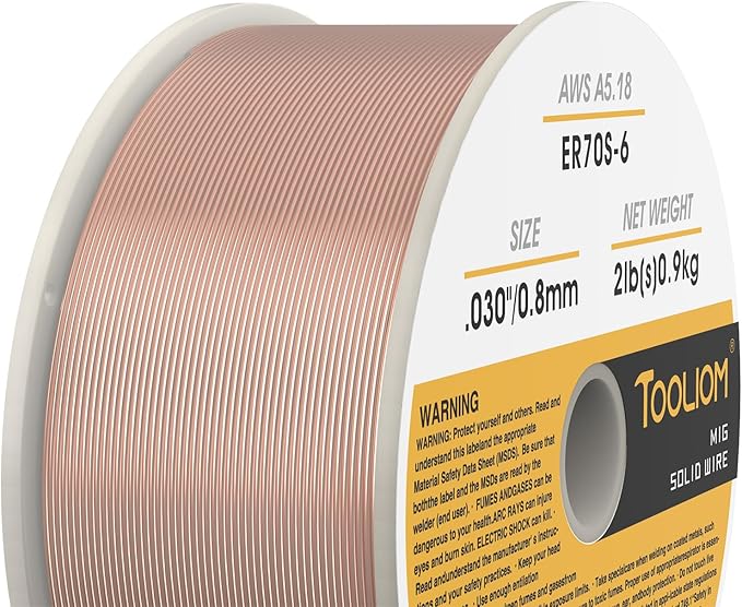 TOOLIOM ER70S-6 .030"(0.8 mm) Mild Steel MIG Solid Welding Wire on 2-Pound Spool Compatible with TL-200M TL-250M Pro