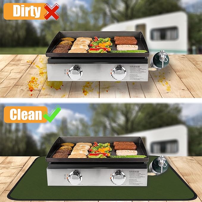 Heat Resistant Mats for Countertop and Grill Table, Fireproof Grill Mats for Outdoor Grill, Portable Charcoal Grill, Gas Grill, Pizza Oven Compatible with Blackstone, Ninja 24x36x0.04in, Green