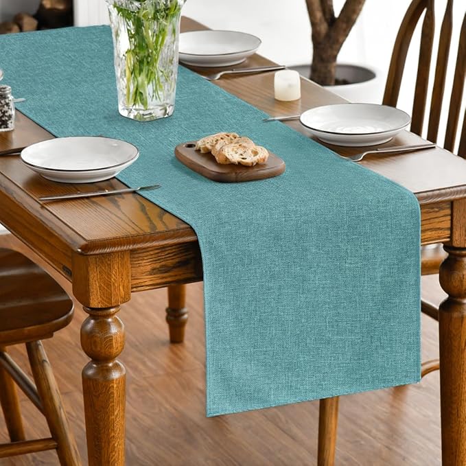 Artoid Mode Turquoise Aqua Table Runner, Seasonal Summer Washable Kitchen Dining Table Decoration for Home Party Decor 13x108 Inch