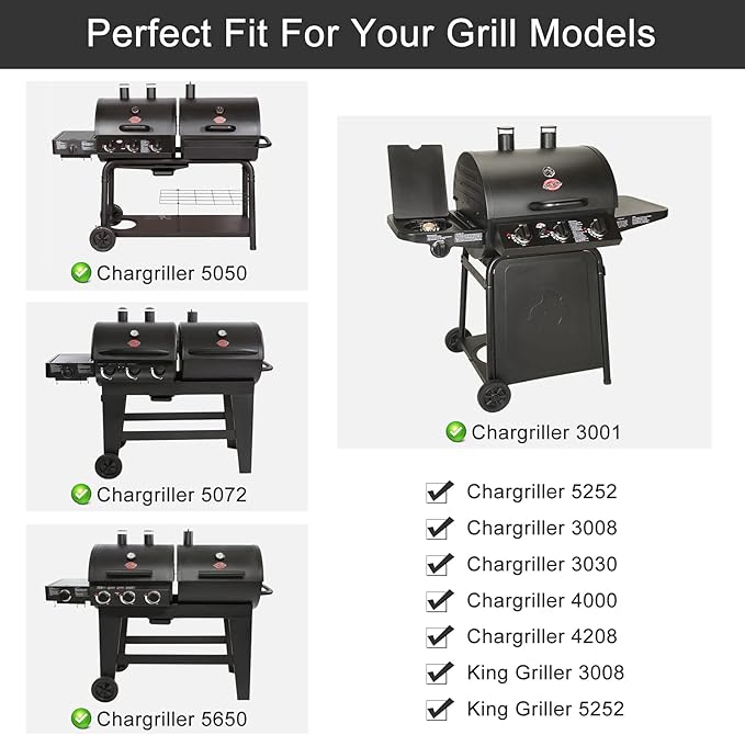 Criditpid Heat Plates Shield Replacement Parts for Char griller 5050, 5650, 3001, 5072, 3008 Grill, Stainless Steel Heat Tent Burner Cover Flame Tamers for Chargriller Duo 5050, King Griller 3008 5252