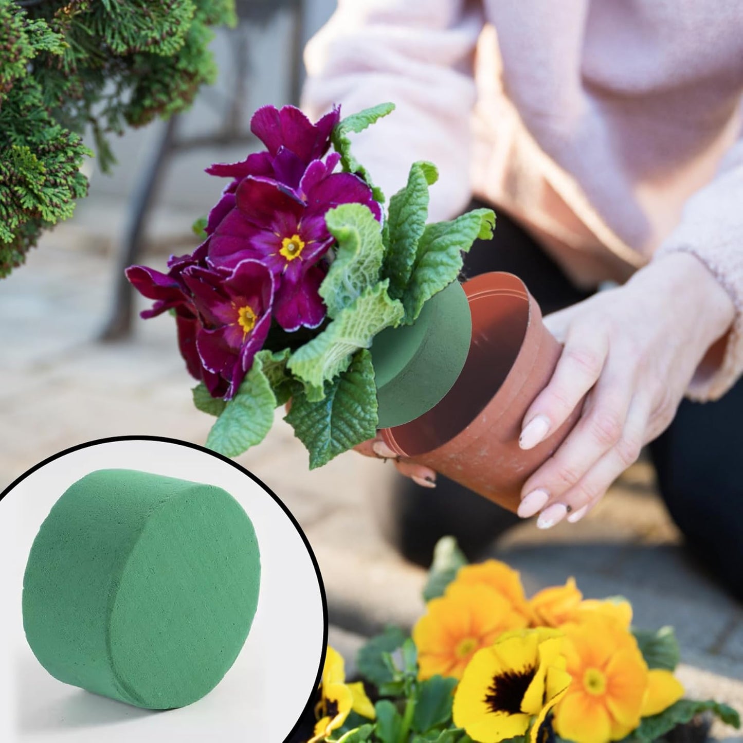 12Pcs Round Floral Foam Blocks, Wet and Dry Foam Bricks for Fresh and Artificial Flowers, Perfect for Wedding Decor, DIY Crafts, and Party Decorations