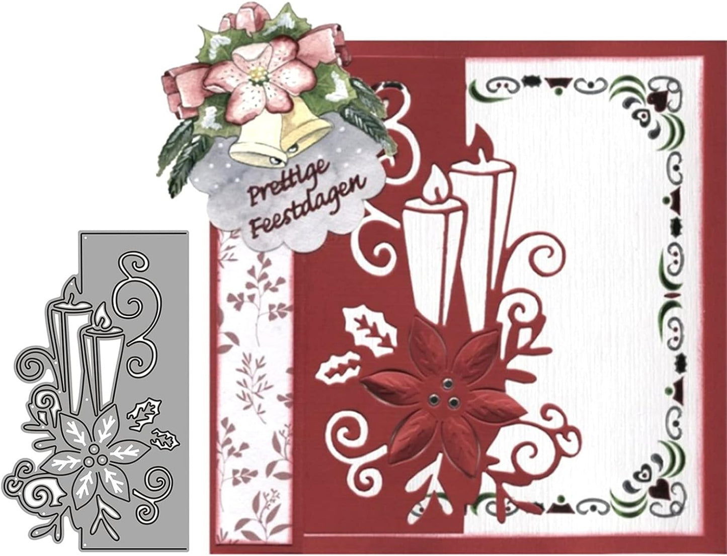 Metal Cutting Dies DIY Merry Christams Embossing Stencil Template Scrapbooking Card Making Mold Photo Album Arts Crafts Tools (Christmas Candle lace-7.6x12.9cm)