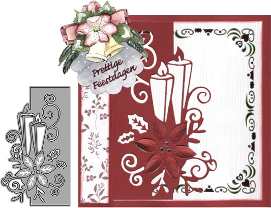 Metal Cutting Dies DIY Merry Christams Embossing Stencil Template Scrapbooking Card Making Mold Photo Album Arts Crafts Tools (Christmas Candle lace-7.6x12.9cm)
