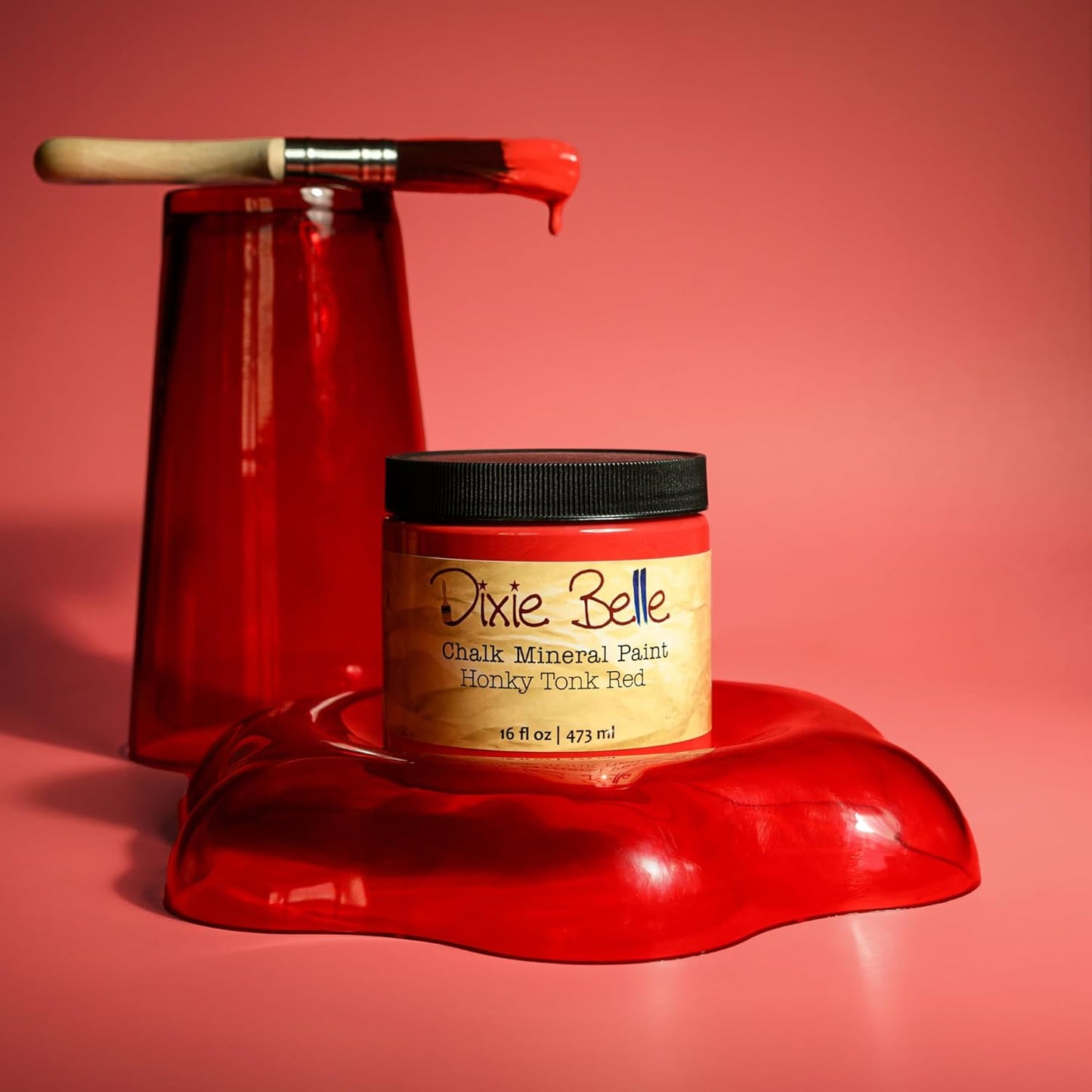 Dixie Belle Paint Company Chalk Finish Furniture Paint - Honky Tonk Red (16oz) - Matte True Red Chic Chalk Mineral DIY Furniture Paint