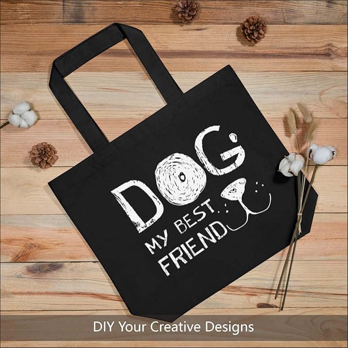 TOPDesign 3-Pack Super Strong Large 12oz Cotton Canvas Tote Bags, Reusable Grocery Shopping Cloth Bags, Fashionable Two-Tone Totes for Crafts, DIY Your Creative Designs