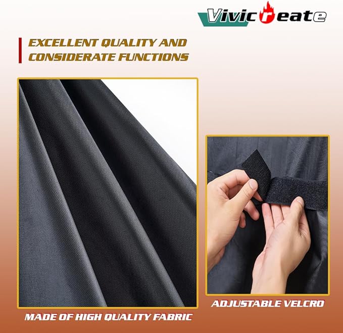 Vivicreate Waterproof BBQ Grill Cover 52 Inch Heavy Duty 420D Fabric Outdoor Barbecue Cover Weatherproof UV Protection Windproof Fits Weber Char-Broil Nexgrill Traeger Smoker Parrilla