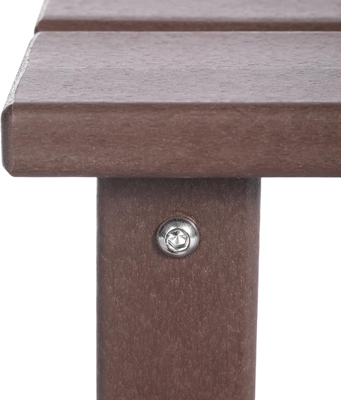 Costaelm Kids Outdoor Side Table, Small Patio HDPE Adirondack Square Table, Porch End Table for Outside Pool Garden, Dark Brown